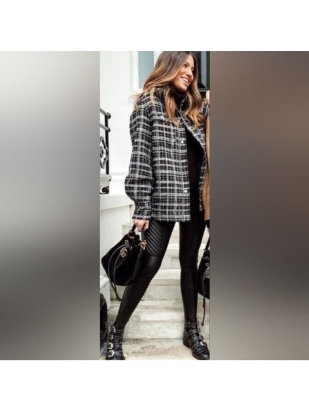 H&M | Black Checked Jacquard Weave Jacket - Picture 5 of 14
